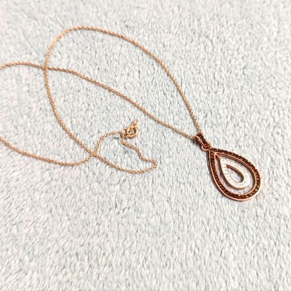 NWT Rose Gold Plated over Sterling Silver Swarovski Crystal Teardrop Necklace - Picture 15 of 15
